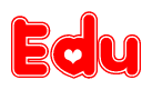The image displays the word Edu written in a stylized red font with hearts inside the letters.