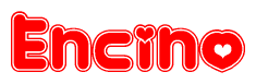 The image displays the word Encino written in a stylized red font with hearts inside the letters.