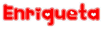 The image is a clipart featuring the word Enriqueta written in a stylized font with a heart shape replacing inserted into the center of each letter. The color scheme of the text and hearts is red with a light outline.