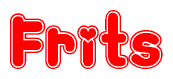 The image is a clipart featuring the word Frits written in a stylized font with a heart shape replacing inserted into the center of each letter. The color scheme of the text and hearts is red with a light outline.
