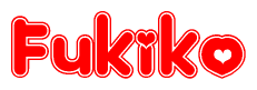 The image displays the word Fukiko written in a stylized red font with hearts inside the letters.