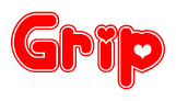 The image displays the word Grip written in a stylized red font with hearts inside the letters.