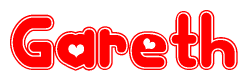 The image displays the word Gareth written in a stylized red font with hearts inside the letters.