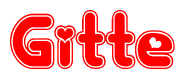 The image displays the word Gitte written in a stylized red font with hearts inside the letters.