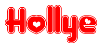 The image displays the word Hollye written in a stylized red font with hearts inside the letters.