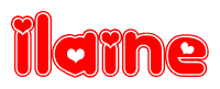 The image displays the word Ilaine written in a stylized red font with hearts inside the letters.