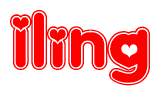 The image is a clipart featuring the word Iling written in a stylized font with a heart shape replacing inserted into the center of each letter. The color scheme of the text and hearts is red with a light outline.