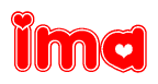 The image displays the word Ima written in a stylized red font with hearts inside the letters.