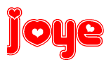The image displays the word Joye written in a stylized red font with hearts inside the letters.