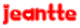 Red and White Jeantte Word with Heart Design