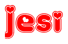 The image displays the word Jesi written in a stylized red font with hearts inside the letters.