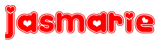 The image displays the word Jasmarie written in a stylized red font with hearts inside the letters.