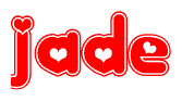 The image displays the word Jade written in a stylized red font with hearts inside the letters.