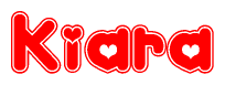 The image displays the word Kiara written in a stylized red font with hearts inside the letters.