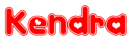 The image displays the word Kendra written in a stylized red font with hearts inside the letters.