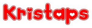 The image displays the word Kristaps written in a stylized red font with hearts inside the letters.