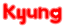 The image displays the word Kyung written in a stylized red font with hearts inside the letters.