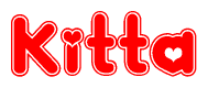 The image displays the word Kitta written in a stylized red font with hearts inside the letters.