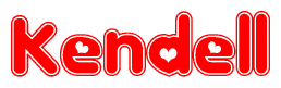 The image displays the word Kendell written in a stylized red font with hearts inside the letters.