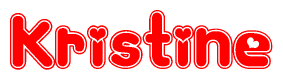 The image is a clipart featuring the word Kristine written in a stylized font with a heart shape replacing inserted into the center of each letter. The color scheme of the text and hearts is red with a light outline.
