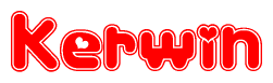 The image is a clipart featuring the word Kerwin written in a stylized font with a heart shape replacing inserted into the center of each letter. The color scheme of the text and hearts is red with a light outline.