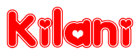 The image displays the word Kilani written in a stylized red font with hearts inside the letters.