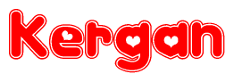 The image displays the word Kergan written in a stylized red font with hearts inside the letters.