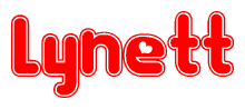 The image is a clipart featuring the word Lynett written in a stylized font with a heart shape replacing inserted into the center of each letter. The color scheme of the text and hearts is red with a light outline.