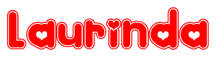 The image displays the word Laurinda written in a stylized red font with hearts inside the letters.