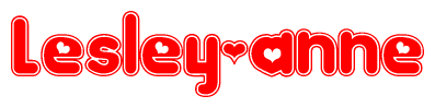The image displays the word Lesley-anne written in a stylized red font with hearts inside the letters.