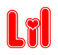 The image displays the word Lil written in a stylized red font with hearts inside the letters.
