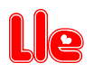 The image is a clipart featuring the word Lle written in a stylized font with a heart shape replacing inserted into the center of each letter. The color scheme of the text and hearts is red with a light outline.