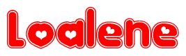 The image displays the word Loalene written in a stylized red font with hearts inside the letters.