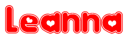 Red and White Leanna Word with Heart Design