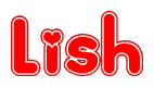 The image displays the word Lish written in a stylized red font with hearts inside the letters.