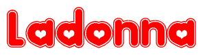 Red and White Ladonna Word with Heart Design