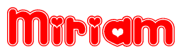 The image displays the word Miriam written in a stylized red font with hearts inside the letters.