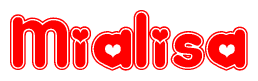   The image displays the word Mialisa written in a stylized red font with hearts inside the letters. 