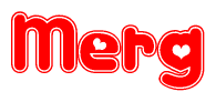 The image displays the word Merg written in a stylized red font with hearts inside the letters.