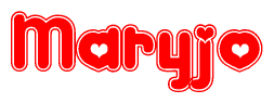 The image is a clipart featuring the word Maryjo written in a stylized font with a heart shape replacing inserted into the center of each letter. The color scheme of the text and hearts is red with a light outline.
