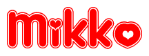 The image displays the word Mikko written in a stylized red font with hearts inside the letters.
