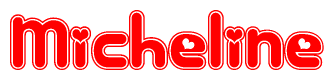 The image is a clipart featuring the word Micheline written in a stylized font with a heart shape replacing inserted into the center of each letter. The color scheme of the text and hearts is red with a light outline.