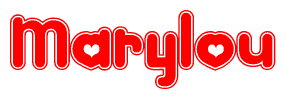 The image is a clipart featuring the word Marylou written in a stylized font with a heart shape replacing inserted into the center of each letter. The color scheme of the text and hearts is red with a light outline.