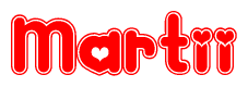 Red and White Martii Word with Heart Design