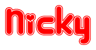 The image displays the word Nicky written in a stylized red font with hearts inside the letters.
