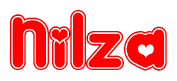 The image displays the word Nilza written in a stylized red font with hearts inside the letters.