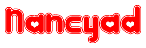 The image displays the word Nancyad written in a stylized red font with hearts inside the letters.
