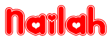 The image displays the word Nailah written in a stylized red font with hearts inside the letters.