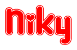 The image displays the word Niky written in a stylized red font with hearts inside the letters.