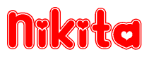 The image displays the word Nikita written in a stylized red font with hearts inside the letters.
